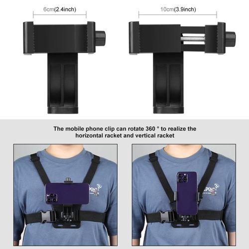 Adjustable Body Mount Belt Chest Strap Phone Clamp Kit