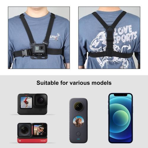 Adjustable Body Mount Belt Chest Strap Phone Clamp Kit
