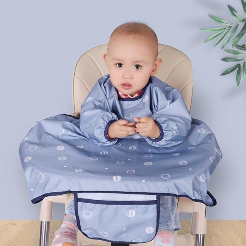 Adjustable  Sleeve Waterproof Bib for Baby Girls Boys, Coverall Baby Feeding Bib , Attach to High Chair