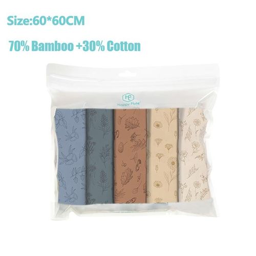 HappyFlute baby reborn 5Pcs/set 60*60cm Multi-Use Feeding Burp Cloth Towel 100% Cotton/Bamboo Cotton Muslin Blanket Baby Burp Cloth Set