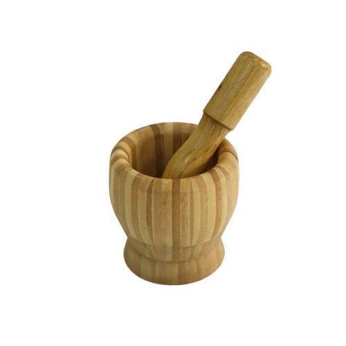 Set of Bamboo Chopboard, Mortar Pestle, Cooking Spoons - Brown