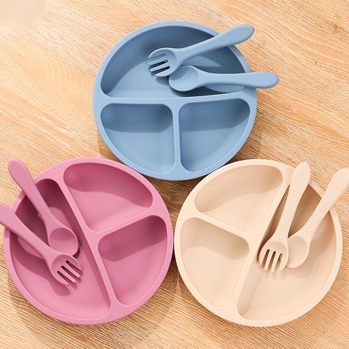 Silicone  Plates For Babies Toddlers Self Feeding Baby