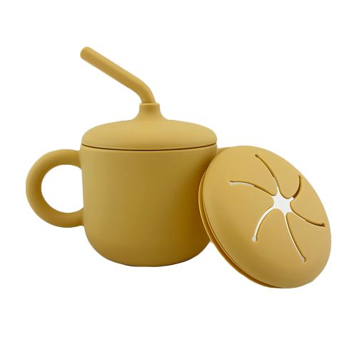 2-in-1 Silicone Baby Cups With Straw & Snack Cup Lid