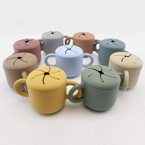 2-in-1 Silicone Baby Cups With Straw & Snack Cup Lid