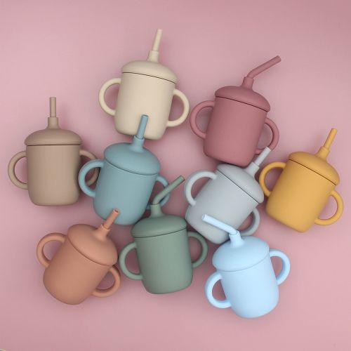 2-in-1 Silicone Baby Cups With Straw & Snack Cup Lid