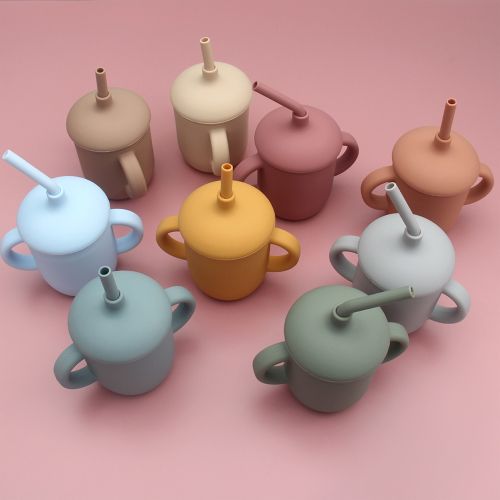 2-in-1 Silicone Baby Cups With Straw & Snack Cup Lid