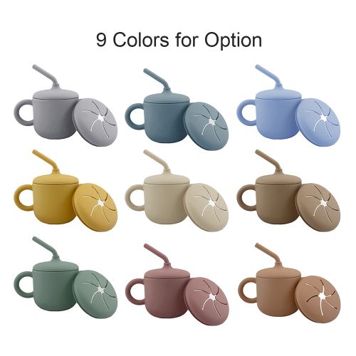 2-in-1 Silicone Baby Cups With Straw & Snack Cup Lid
