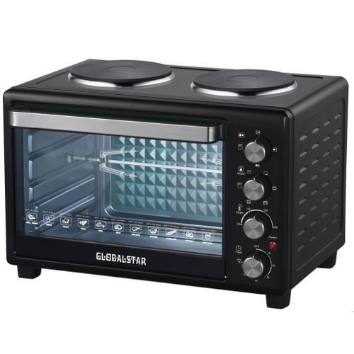 Global Star Electric Oven With Rotisserie/Two Hot Plates 30 Litre - GS-OV302 BLACK