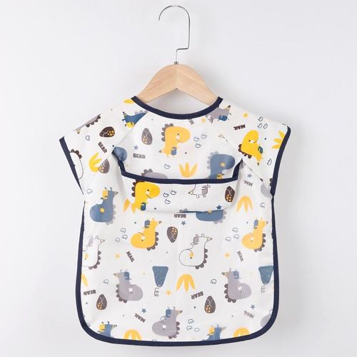 Baby Overalls Children Summer Thin Cotton Short-Sleeved Bibs Rice Pockets Waterproof Eating Reverse Dressing Saliva Towels