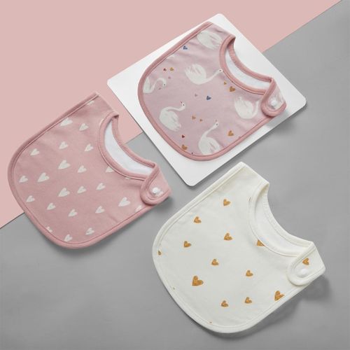 Insular 3 Pack Cotton Cartoon Baby Bib Bib Baby Bib Newborn Snap Saliva Towel