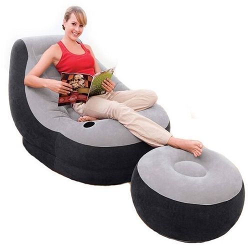 Original Intex Pressure Sofa Set Bean Bag with Footrest Air Bean Bag Sofa Chair and Free Pump - Grey,Black