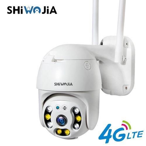 Shiwojia Smart  Camera Ptz Dome 4g Sim Lte Video Surveillance Outdoor Ecurity Monitor 1080p H.265x Cctv Camera Sd Card   Camera  AU Plug3.6mm