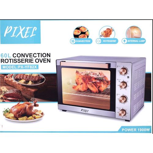 Pixel 60 Liters Convection Rotisserie Oven - Silver Steel
