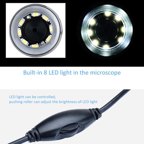 1000x Magnification USB Digital Microscope Built-in 8 LED Camera Magnifier with Base Stand Holder Support for Windows XP/Vista/Win 7 8 10/Android Phones NO5137