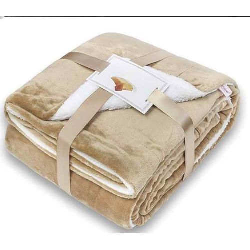 Double sided Fleece Throw Blanket-Golden brown