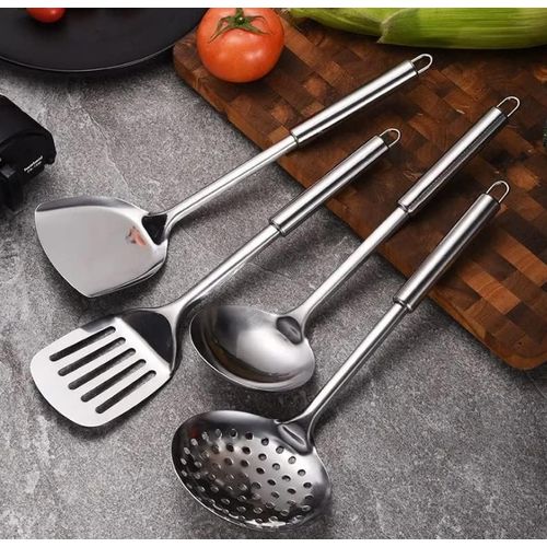 4pcs Stainless Steel Kitchen Ware/Cooking Utensils- Skimmer, Ladle, Spatula