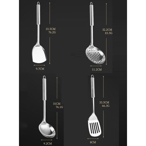 4pcs Stainless Steel Kitchen Ware/Cooking Utensils- Skimmer, Ladle, Spatula