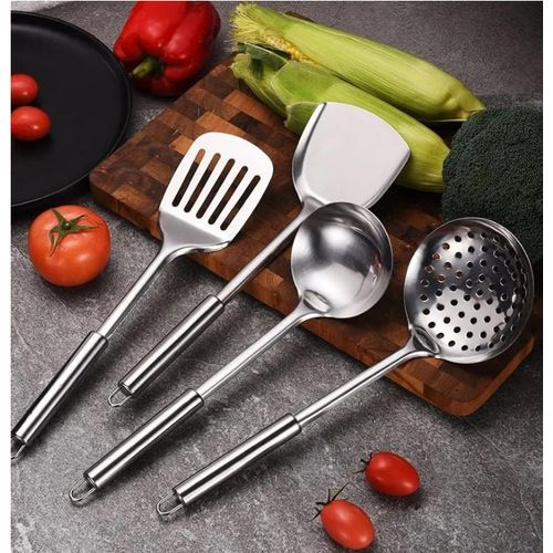 4pcs Stainless Steel Kitchen Ware/Cooking Utensils- Skimmer, Ladle, Spatula
