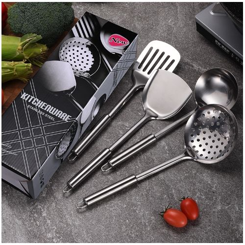 4pcs Stainless Steel Kitchen Ware/Cooking Utensils- Skimmer, Ladle, Spatula