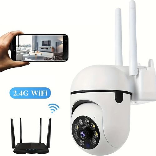 2-Piece Compact Wireless IP Security Camera-1080P Full HD Video, 2.4G Long Distance WiFi Connection, Night Vision, App Remote Monitoring, Two-Way Voice Intercom, Motion Detection, Real-Time Alarm, Suitable for Home and Commercial Monitoring