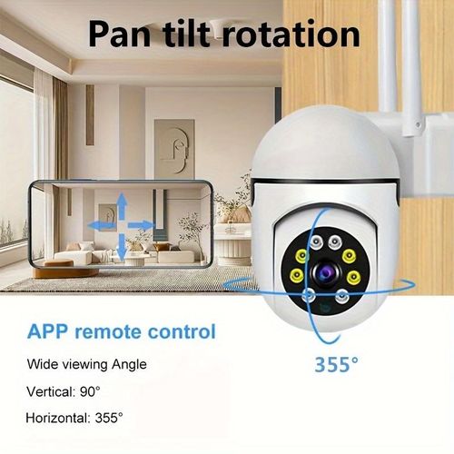2-Piece Compact Wireless IP Security Camera-1080P Full HD Video, 2.4G Long Distance WiFi Connection, Night Vision, App Remote Monitoring, Two-Way Voice Intercom, Motion Detection, Real-Time Alarm, Suitable for Home and Commercial Monitoring