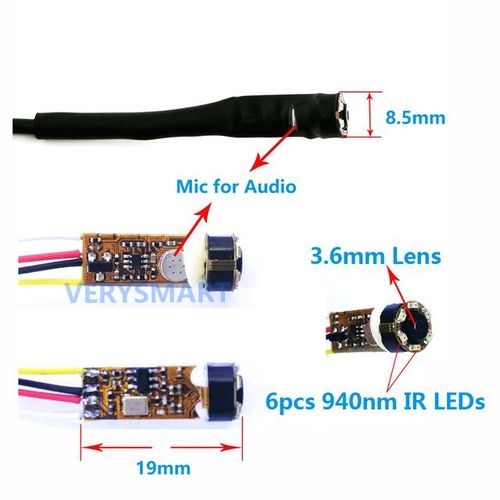 Cvbs Small Mini Analog Cctv Security Camera Hd 3.6mm 90degree 700tvl 6pcs Ir Leds Night Vision Camera
