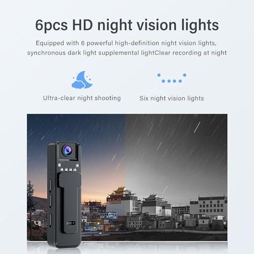 Mini Body Camera with Audio and Video Recording, 180° Ratatable Lens, 1080P HD Camcorder with Night Vision