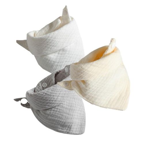 Kiddiezoom 3Pcs Baby Muslin Bibs Triangle Soft Solid Color Cotton Bibs Saliva Towel Boys Girls Feeding Apron Bandana Drool Stuff