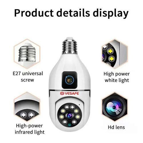Indoor smart home WiFi 360 degree wireless IR security CCTV bulb camera E27 bulb camera