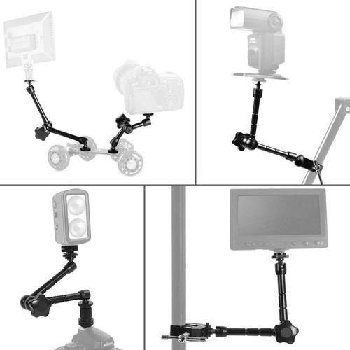 Magic Arm With Super Clamp 11 inch Articulating Friction Crab Clamp With 14 inch And 38 inch Thread For Dslr Camera Rig, Monitor,Led Lights And Flash Light