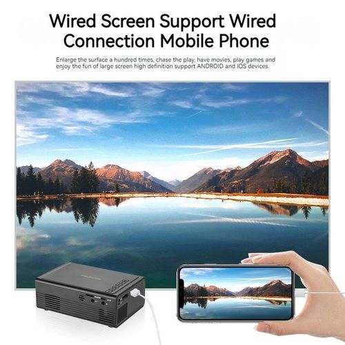 Portable Mini LED Projector, Supporting 1080P High-definition Video, And Supporting Wireless Connection On Mobile Phones-Black