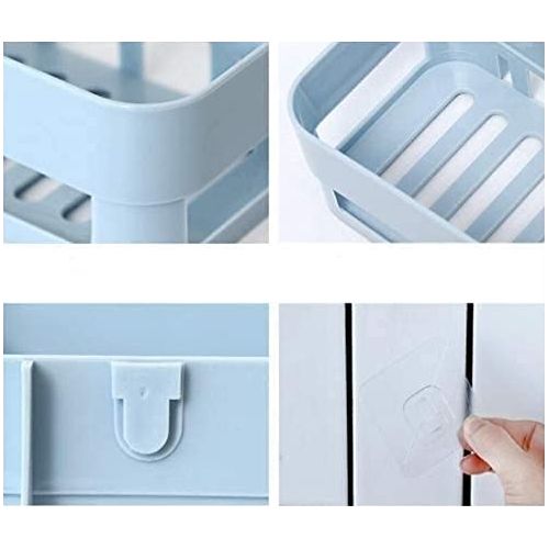 Wall Mounted Bathroom Shelves Storage/Punch Free  Kitchen Storage Rack，blue