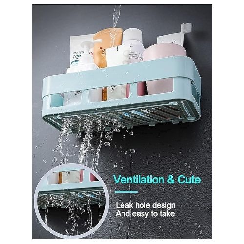 Wall Mounted Bathroom Shelves Storage/Punch Free  Kitchen Storage Rack，blue