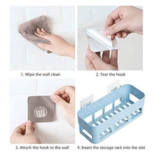 Wall Mounted Bathroom Shelves Storage/Punch Free  Kitchen Storage Rack，blue