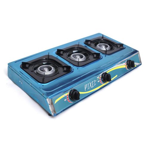 Pixel PIX-02 Stainless Steel Tripple  Burner Gas Stove - Silver