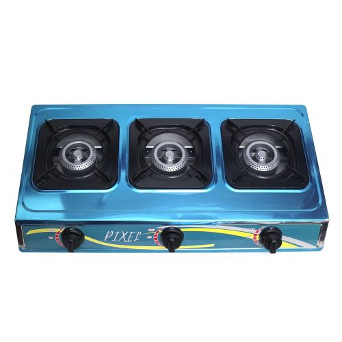 Pixel PIX-02 Stainless Steel Tripple  Burner Gas Stove - Silver