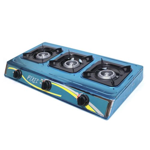 Pixel PIX-02 Stainless Steel Tripple  Burner Gas Stove - Silver