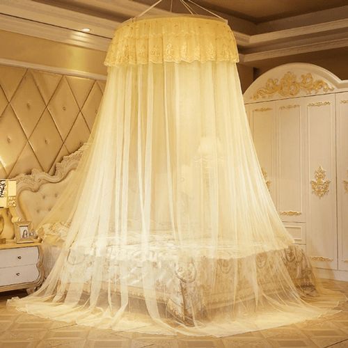 Round Mosquito Net Double Bed - Cream