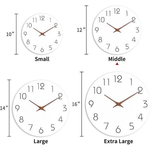 10-Inch Nordic Simple Solid Color Silent Decorative Clock - White