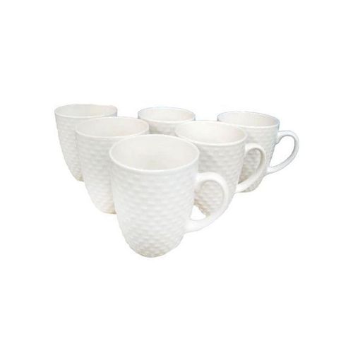 6 Pieces Set Of Tea Cups Coffee Mugs With 6 Spoons - White