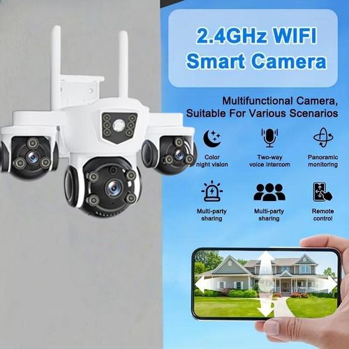 XLT WIFI Smart Camera HD 1080P Outdoor/Indoor Wireless WiFi IP Camera Compatible with Alexa & The Google Assistant/Smart Life APP for 2-Way Audio Auto Tracking Night Vision IP66 Waterproof
