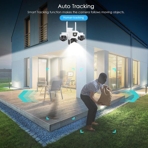 XLT WIFI Smart Camera HD 1080P Outdoor/Indoor Wireless WiFi IP Camera Compatible with Alexa & The Google Assistant/Smart Life APP for 2-Way Audio Auto Tracking Night Vision IP66 Waterproof