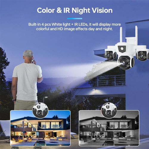 XLT WIFI Smart Camera HD 1080P Outdoor/Indoor Wireless WiFi IP Camera Compatible with Alexa & The Google Assistant/Smart Life APP for 2-Way Audio Auto Tracking Night Vision IP66 Waterproof
