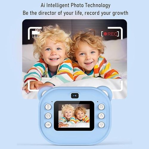 Real Images Instant Camera, Multifunctional Childrens Camera, 2 Inch HD Screen, Front and Rear Dual Lens Colors Vary-Multicolours