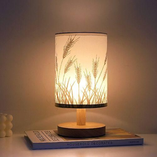 Fabric USB Bedroom Bedside Lamp Wheat Ear - [Warm Light] Stepless Dimming