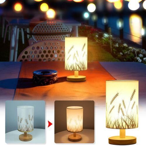 Fabric USB Bedroom Bedside Lamp Wheat Ear - [Warm Light] Stepless Dimming