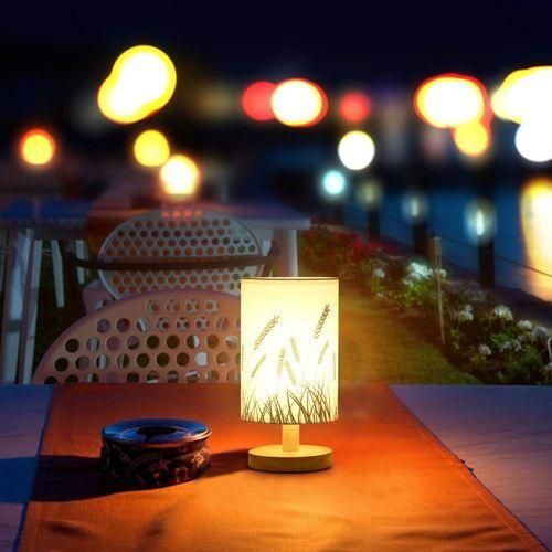 Fabric USB Bedroom Bedside Lamp Wheat Ear - [Warm Light] Stepless Dimming