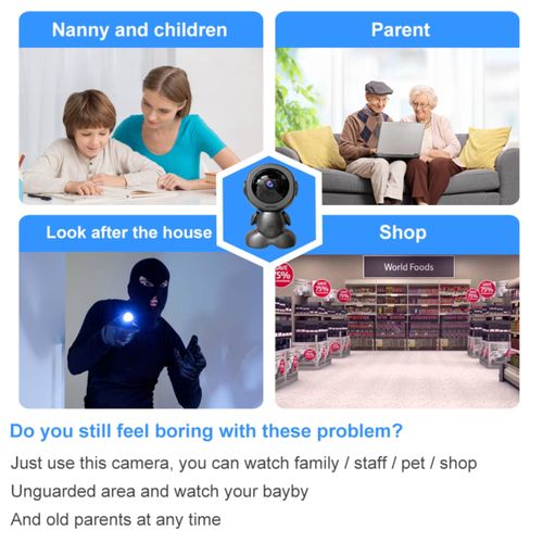 DOCKCASE 3.0MP Smart Camera Monitor Camera HD Resolution 360 Degrees pan-tilt zoom view with AI Human Detection, Two Way Audio, IR Night Vision Works with Apps