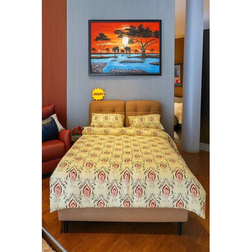 Grace Foam 5*6 Duvet Set, 1 Duvet  1 Bedsheet & 2 Pillow Cases-Multi colour
