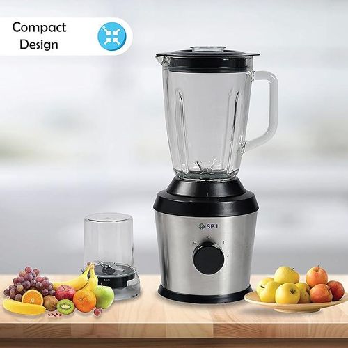 SPJ Proffessional 2 In 1 Blender, Grinder (Glass Jar)1.5L - Siver & Black(2 YRS WRTY)